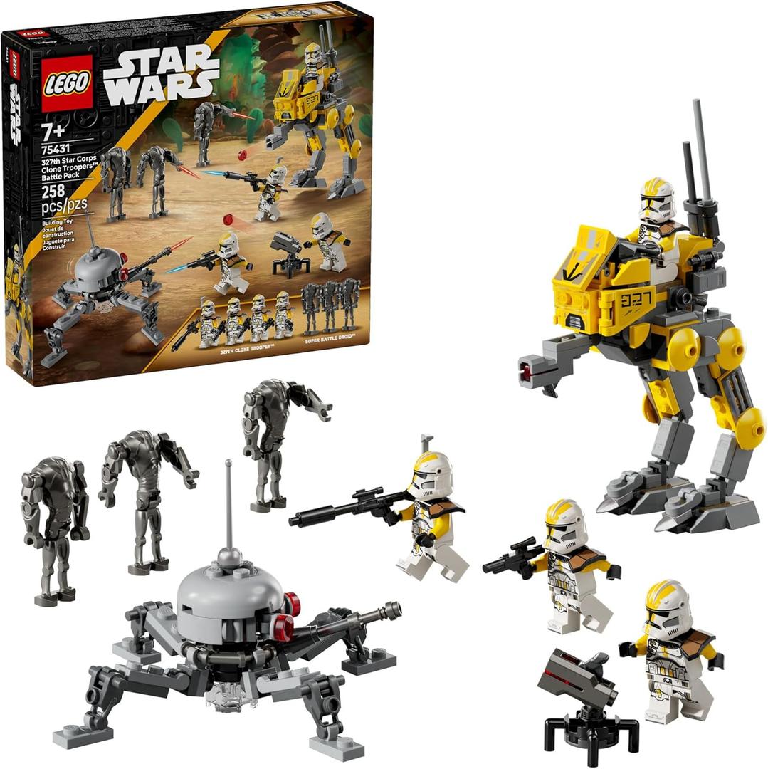 LEGO Star Wars 327th Star Corps Clone Troopers Battle Pack Building Toy - Pretend Play Set for Boys & Girls, Ages 7+ - Collectible Model Kit & Kids Room Decor - Gift Idea for Birthdays - 75431