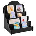 Barydat 4-Tier/5-Tier large Greeting Card Display Stand Wooden Display Stand for Postcard Brochure Photos Jewelry Sticker Holder for Vendors, Counter Retail, Home Decor(11.8 x 10.4 x 14.2 Inch,Black)