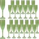 Plastic Champagne Flutes Set of 24, Green Pure Acrylic Glasses Goblets Cups Shatterproof Reusable, for Wedding Christmas Party Mimosa Bar Anniversary Event Drinks