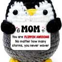 Gifts for Mom from Daughter Son - Handmade Crochet Mini Penguin with You are Flippin Awesome Card, Mothers Day 2026 Gift, Cute Birthday Gift for Moms, Mama, Mother