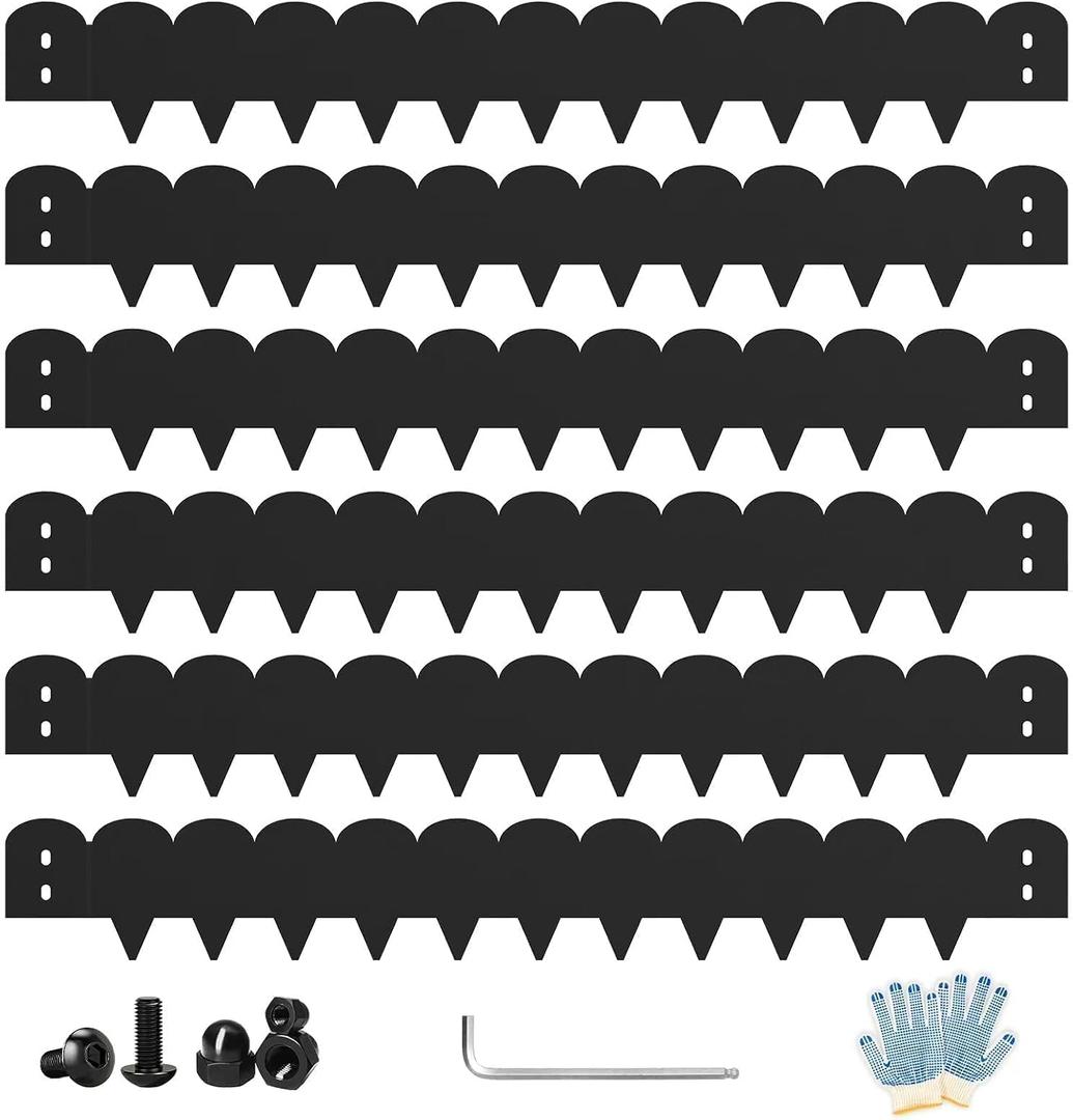 Black Steel Landscape Edging 20FT Kit Metal Garden Edging with Scalloped Design, 6 Inch Galvanized Lawn Edging for Flower Bed Borders, Pathway Edging & Garden Border