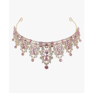 Gatuida Rhinestone Tiara Crown for Women Elegant Wedding Hair Accessories Lightweight Comfortable Bridal Head Pink