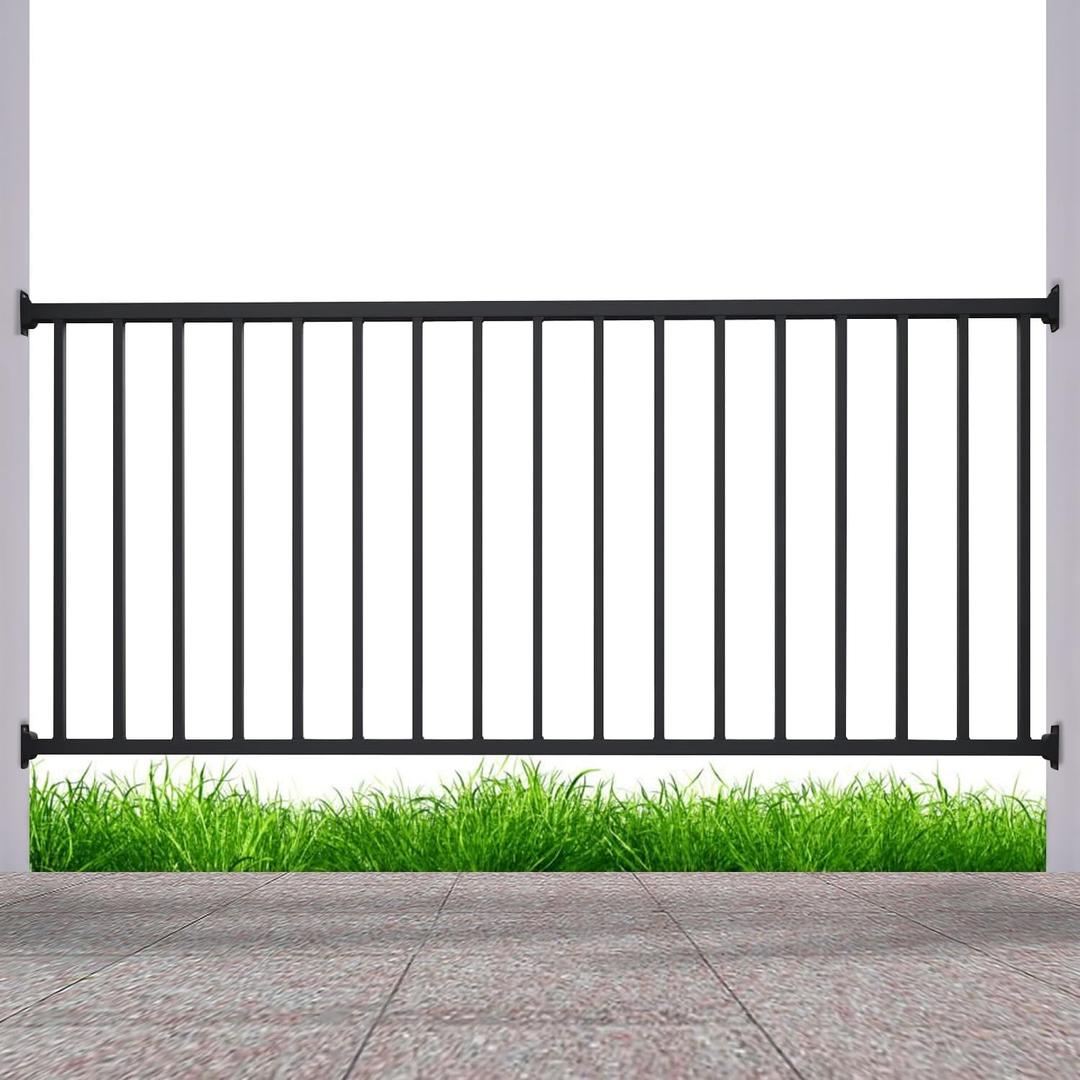 CR Fence & Rail Metal Railing for Deck, Metal Guard Rail Kit with Balusters 36 inch, Wrought Iron, Porch Railing Ideal for Residential and Commercial Use, 6ft Wide