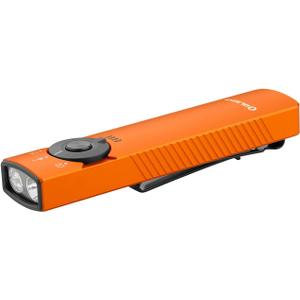OLIGHT Arkfeld Pro Rechargeable EDC Flat Flashlight with Green Beam, UV and White LED Combo, 1300 Lumens Portable Pocket Lights, Triple Sources for Outdoors Emergency Working (Orange CW)