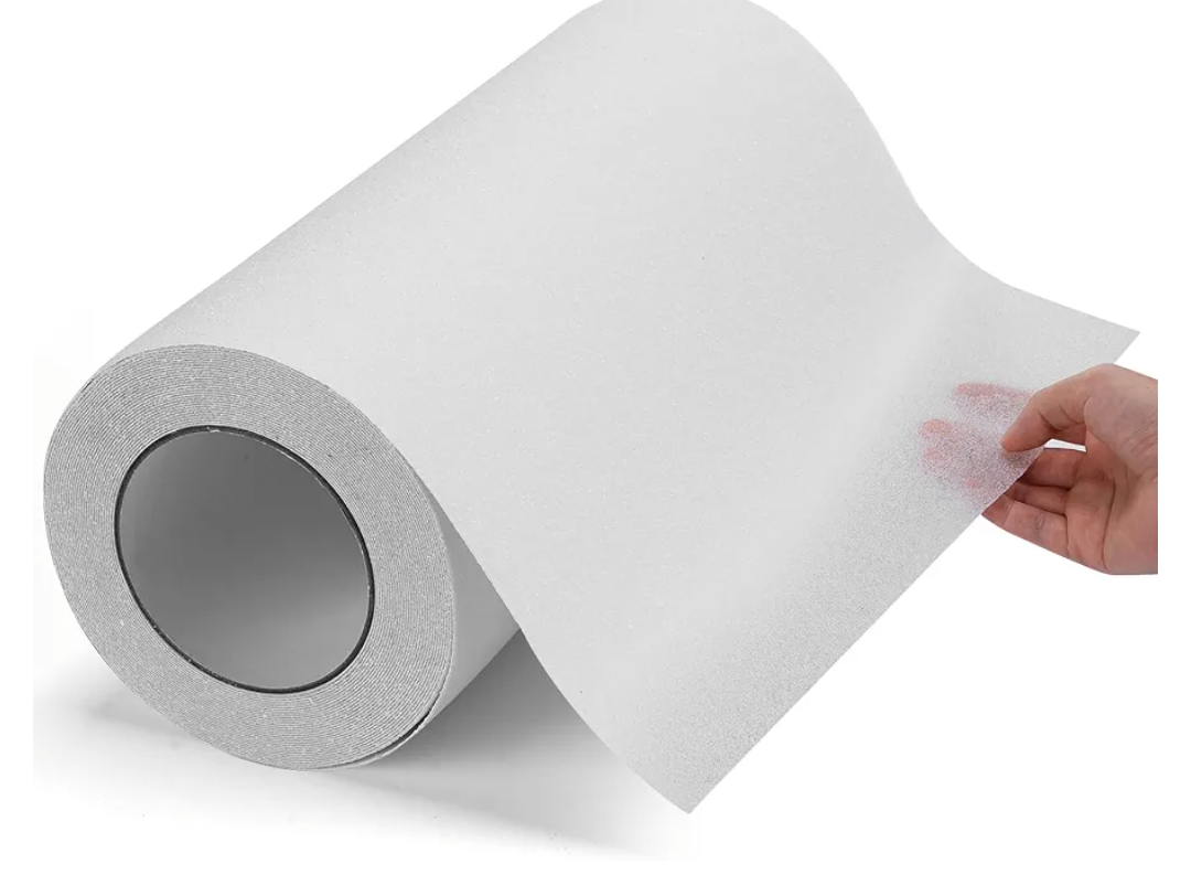 Kosiz Anti Slip Tape 12 Inch x 33 ft Waterproof Non Slip Stair Tape Roll Soft Comfortable Traction Treads for Shower Tubs Floor Boats Stairs Step Bare Feet Staircase Safety(Clear)