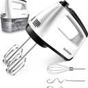 SHARDOR Hand Mixer Electric, 6 Speed & Turbo Mixer Electric Handheld, Snap-On Storage Case,5 Stainless Steel Accessories for Whipping, Mixing Cookies, Brownie, Cakes, Dough Batters, White