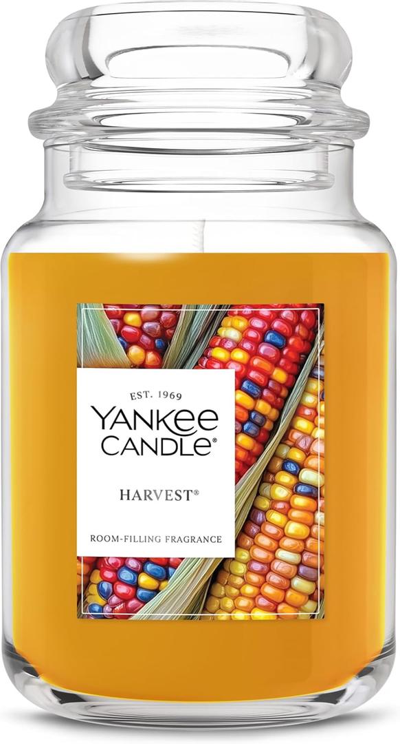 Yankee Candle Harvest, Thanksgiving Scented Candle, 22oz Large Jar, Up to 150 Hour Burn Time, Giftable