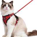 rabbitgoo Cat Harness and Leash for Walking, Escape Proof Soft Adjustable Vest Harnesses for Cats, Easy Control Breathable Reflective Strips Jacket, Red, M