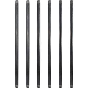 GeilSpace 6 Pack 1/2" x 42" Heavy Duty Pre-Cut Grey Metal Pipe, Industrial Steel Fits Standard Half Inch Threaded Pipes and Fittings - Vintage DIY Industrial Shelving (1/2" 42", Grey)