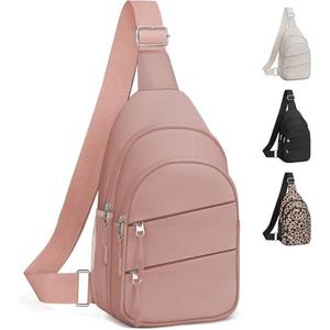 Crossbody Bags for Women, Sling Bag for Men, Small Hiking Backpack Anti Theft Lightweight for Outdoors Travel (L, Pink)