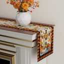 2 x XCHI Fall Cross Pumpkin Maple Leaves Plaid Table Runner Table Decoration for Kitchen Dining Dinner Thanksgiving Autumn Home Decor 13x120 Inch (Orange and Black)