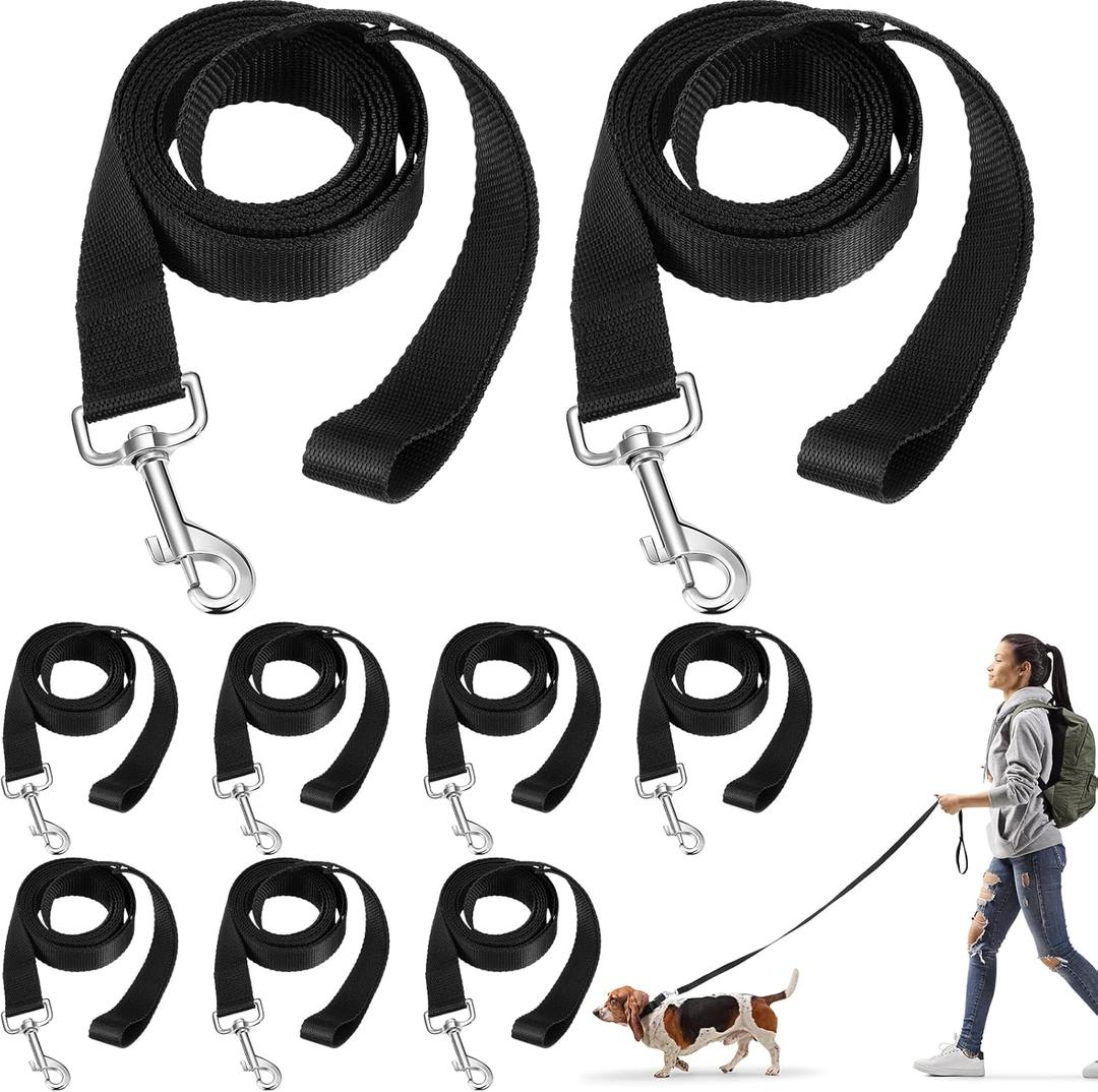 Sanwuta 9 Pack Nylon Dog Training Leash Bulk 6 ft Dog Leash for Small and Medium Puppy Traction Rope for Training, Play, Camping, or Backyard(Black), 
Size	6 Ft