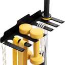 Olympic Barbell Hanger,Garage Gym Bar Wall Rack,Vertical Barbell Mount Rack,Black Powder Coated,Space Saving Commercial or Home Gym Accessory,Holds Under 33mm Bar Size (Black 7 Hooks)