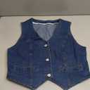 Women's Sleeveless Denim Vest Button Down Waistcoat (Large)