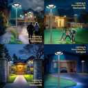 Outdoor Street Light, Solar Powered, IP65 Waterproof, 750 LED Dusk to Dawn Landscape Lamp, Solar lamp Post Light Replacement with Remote for Lawn Pathway Driveway Yard(Pole Not Included), Head/Round Shape