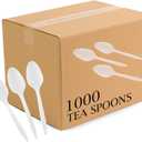 Plasticpro Cutlery Plastic Teaspoons Medium Weight Disposable Silverware White (1000 Count)