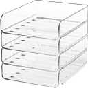 FANXIYQ 4-Tier Acrylic Paper Tray Organizer | Clear Stackable Desk Organizer for Documents, Letters, A4 Paper | Modern Office/Classroom/Home Organization