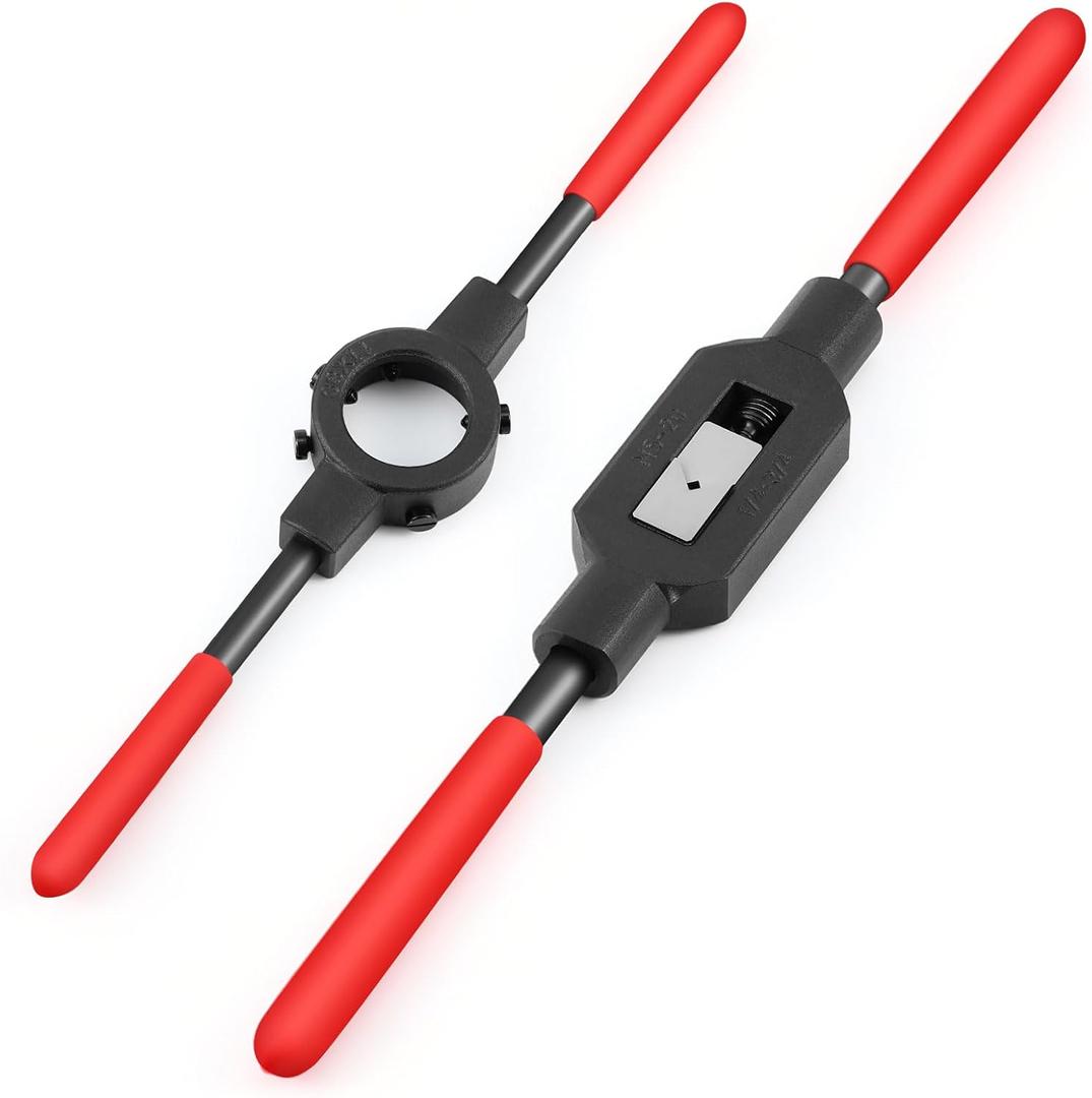 2 Pcs Adjustable Tap Wrench Handle Round Die Stock M5-m20 Tool 38 mm 1-1/2 Heavy Duty Die Handle Wrench Holder for Tap Reamer Hand Tool Thread Repair