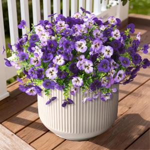INQCMY Fake Artificial Pansy Flowers for Outdoor, Faux Silk Pansies Flower 12 Pcs Spring Summer Decoration, UV Resistant Fake Plants for Outside Planter Porch Yard Patio Home Decor(Double Purple)