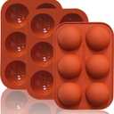 6 Holes Medium Semi Sphere Silicone Molds, 3 Packs Half Sphere Silicone Baking Molds for Making Chocolate, Cake, Jelly, Dome Mousse