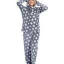 Istylish Womens Pajamas Fleece Set Jogger Sets Pajamas For Women Sets Soft 2 Piece With Hoodie(Shimmer Dark Grey Stars XL)