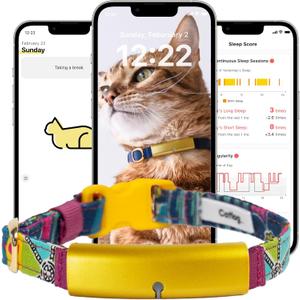 Health Tracker for Cats - Smart Cat Collar with Safety Breakaway Buckle for Indoor Cats, Wellness Alerts, Real-time Monitoring (Pop (Mosaic),M)
