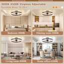 VOLISUN Low Profile Ceiling Fans with Lights and Remote, 19.7in Flush Mount Ceiling Fans with Light, 3000K-6500K Dimmable Fandelier LED Fan Light, Brown Bladeless Ceiling Fans with Lights for Bedroom
