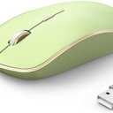JOYACCESS J 2.4G Slim Wireless Silent Mouse - Portable Wireless Computer Mouse with 5 Adjustable DPI Levels, USB for Desktop, Notebook, MacBook, Chromebook, PC (Light Green)
