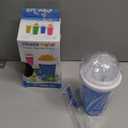Slushie Cup, DIY Magic Slushy Maker Cups, Portable Slushy Cup for Juices, Milk and Ice Cream Make, Double Layers Silica with Lid & Straw for Kids, Friends, Family (Blue)