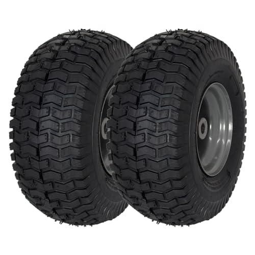 MARASTAR 21446-2PK 15x6.00-6 Tire and Wheel Assembly, Pneumatic Replacement Lawn Mower Front Tires Compatible with Craftsman Riding Lawn Mowers, 2 Pack, Easy Install Assembly