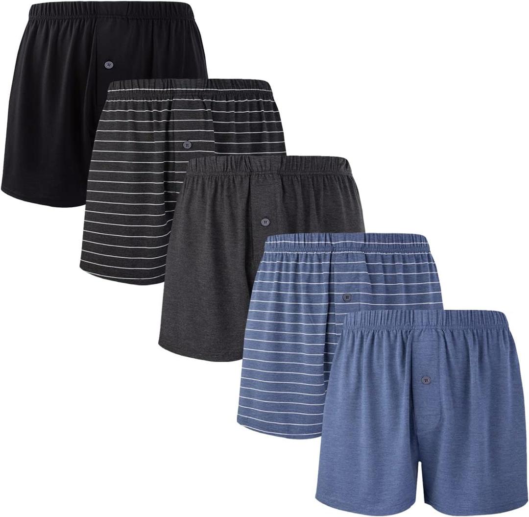 BAMBOO COOL Mens Boxers Short Classic Fit Soft Casual Underwear Loose Breathable Boxer Shorts for Men Large