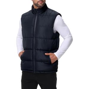 WHN Men's Puffer Vest Outerwear Winter Zipper Quilted Puffy Sleeveless Jacket Outdoor Size M to XXL (L)