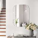 KOHROS Frameless Bathroom Mirror - Scalloped Beveled Polished Wall Mirror for Vanity, Bedroom, Slive Mirror (W 20" x H 28" Scalloped)