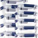 Glass Food Storage Containers with Lids Airtight, [10 Pack] Glass Meal Prep Containers, Storage Container Set with Bpa-free Lid for Food, Lunch Bento Box (Blue)