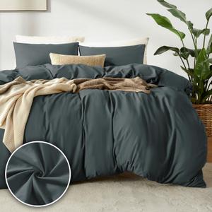 Dreamhood Duvet Cover Queen Size 90x90 and 2 Pillow Cases Soft Comfy Duvet Cover Set 3 Pieces with Button Closure Breathable Durable Bedding for All Seasons Anthracite