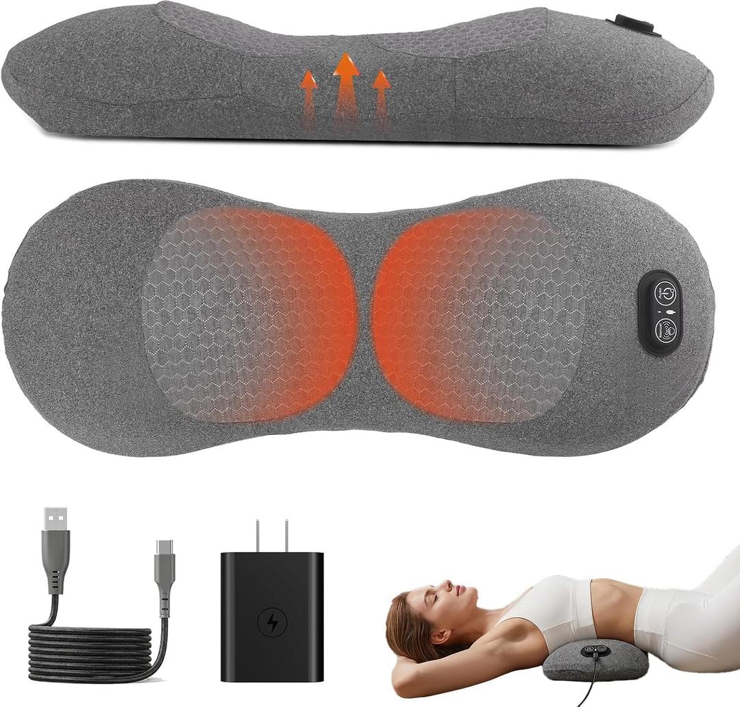 Smooth Triple Fusion Back Massager, Triple Fusion Back Massager with Heat Vibration and Traction,for Sciatica Pain Relief Devices Lower Back Massager,3 in 1 Lower Back Massager,for Home Office (Grey)