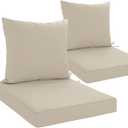 24x24 Inch Outdoor Cushions for Patio Furniture Set of 2, Waterproof Outdoor Chair Cushions w/Fade-Resistant, Removable & Machine-Washable Covers, Deep Seat Sofa/Couch Pad Replacement, Cream