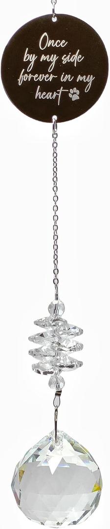 Dog Memorial Gifts, Paw Print Sun Catcher Dogs Cats Pet Remembrance, Crystal Ball Window Suncatcher, Bereavement Grief Sympathy Gift (Round Clear)