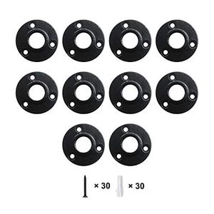 GeilSpace Floor Flange, Malleable Iron Pipe Fittings - Vintage DIY Industrial Shelving, Industrial Decor, Furniture DIY (3/4", Black)