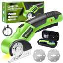 Cordless Electric Scissors Box Cutter 2 Rotary Blades  4V Duty Rechargeable Cardboard Cutter, Storage Box & Fabric Scissor With Safety Lock, USB Cable  For Plastic, Carpet, Leather, DIY Crafts (Green)