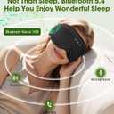 Bamboo Cotton Large Sleep Mask with Bluetooth Wireless Headphones - Blackout Eye Mask for Sleeping 3D Contoured Sleep Headband Ear Muffs Lengthen & Low Noise Hook for Better Experience (Black)