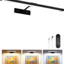 EZVALO Picture Light for Wall, 4800mAh Rechargeable Wireless IR Remote Control Battery Lights for Painting, 16In Dimmable Magnetic LED Art Display Light, Colors Temperatures, for Gallery, Living Room (Black)