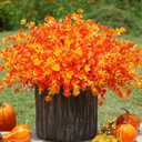 Ivydale Artificial Flowers for Outdoor Spring Decoration, 12 Bundles Eucalyptus Fake Plants UV Resistant, Faux Flowers Plastic Greenery Bushes Shrubs for Home Porch Outside Decor (Fall)