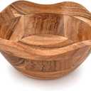 Fruit Bowl Acacia Wood Ruffle Decorative Style Home Decor for Dining Table Fits Bread, Fruits, Salad or Popcorn (9" x 9" x 4")