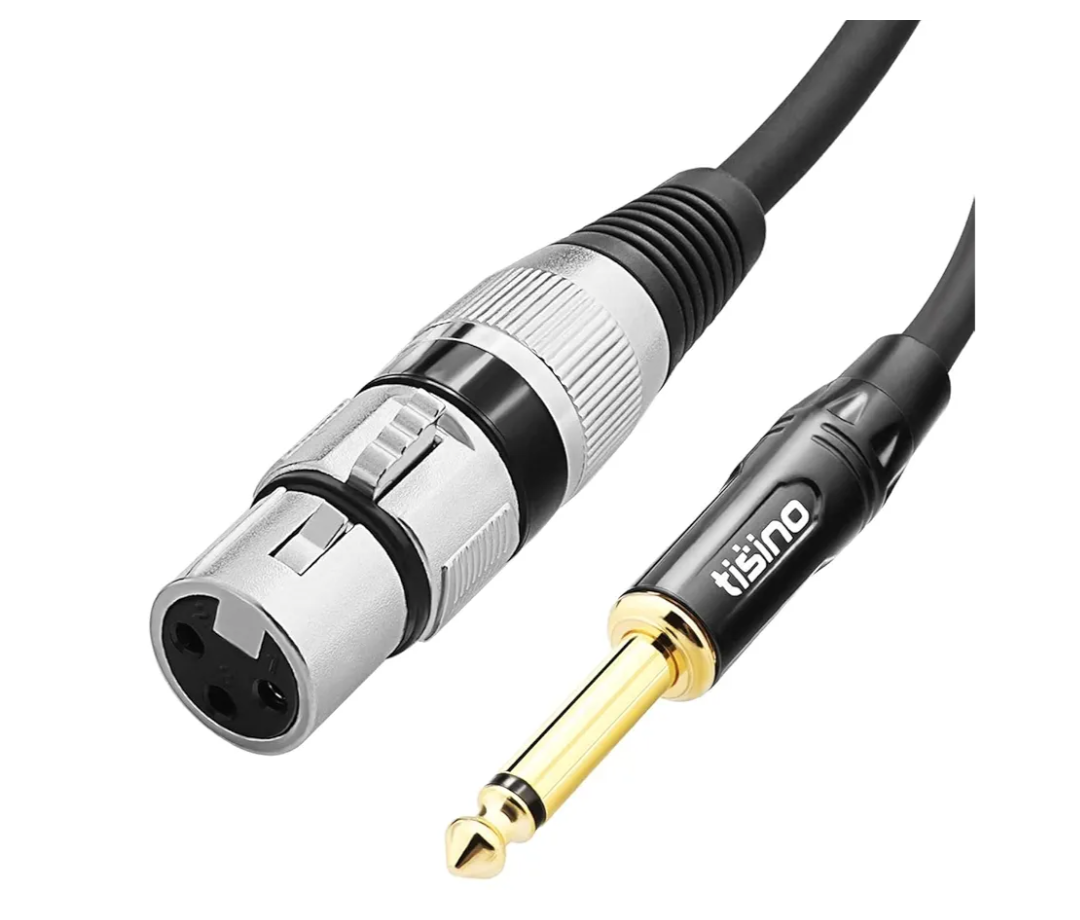 Tisino Female XLR to 1/4 (6.35mm) TS Mono Jack Unbalanced Microphone Cable Mic Cord for Dynamic Microphone - 6.6 FT/2 Meters