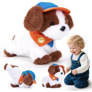 hahaland Robot Dog Realistic Interactive Plush Kids Toy Voice Controlled Talking Acts Like a Real Puppy with 12 Commands, Singing & Dancing, Emotional Support Pet Toy Gift for Boys & Girls Ages 3+