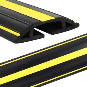 Eapele 10 ft Floor Cable Cover Protector, Heavy Duty PVC Duct Easy to Unroll, Prevent Trip Hazard for Home Office or Outdoor Settings (10 feet-1pc, Yellow & Black)