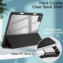 JETech Case ONLY for iPad Pro 11 Inch (2022/2021/2020/2018) with Pencil Holder, Clear Transparent Back Shell Slim Stand Shockproof Tablet Cover, Auto Wake/Sleep (Black)