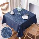 Smiry Square Table Cloth, Waterproof Heavy Duty Vinyl Tablecloths, Wipeable Washable Table Cover for Kitchen and Dining Room, 54" x 54" (Square), Navy Blue