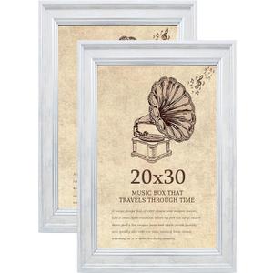 20x30 Picture Frame with Real Glass set of 2, Vintage Frames - Antique Style Frames for Wall - Ornate Frame for Rustic White Office or Home Decor Display Family Friends Wedding Gift
